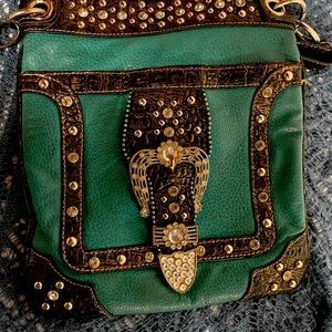 Turquoise cross body purse